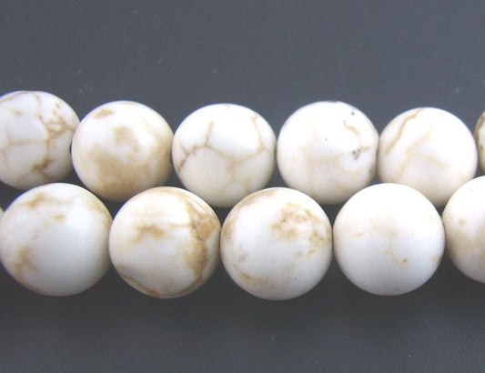 BD174 - 68 Beads - 6mm White Turquoise Imitation Dyed Round Beads - 15.75 inch strand
