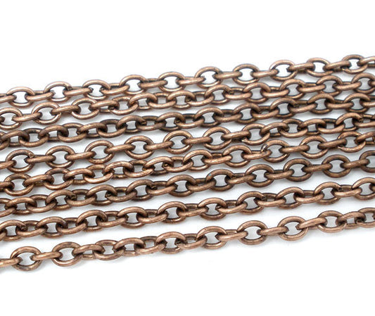 N169 - 10M (32.8 Ft) - Copper Tone Link-Opened Chain - 3.5mm x 2.5mm