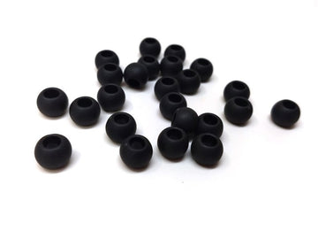 BD801 - 100 pcs Black Smooth Ball Spacer Beads - 10mm - Large Hole: 4.7mm - MATTE - Fits European Cords and Paracord!