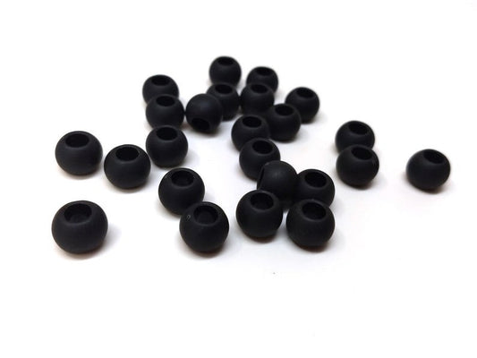 BD801 - 100 pcs Black Smooth Ball Spacer Beads - 10mm - Large Hole: 4.7mm - MATTE - Fits European Cords and Paracord!