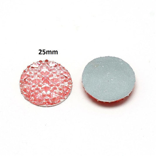 CA720 - 10 pcs Druzy Resin Embellishment Cabochons Light Pink - 25mm - Shimmer Style - 1 inch - 1"