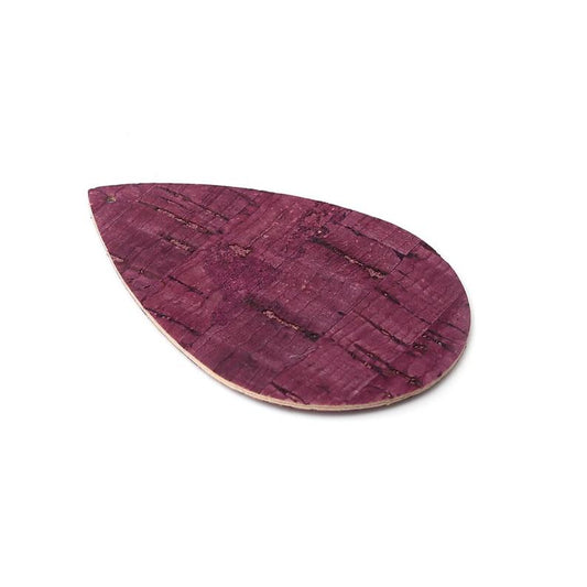 P1173 - 10 pcs Cork Style Faux Leather Dangle Charms Pendants - Burgundy - Teardrop - 36mm (1.4") - Great for Light Earrings &amp; Dangles! Double-Sided