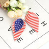 P1076 - 10 pcs. USA Flag Faux Leather Dangle Charms Pendants - Pinch Leaf - Red White Blue - Silver Tone Jump Ring - 64mm (2.52") - Double Sided