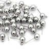 E337 - 10 pcs. (5 pairs) 304 Stainless Steel Earring Ball Posts Settings with Loop - 15mm x 8mm - Tarnish Resistant! Stoppers Included!
