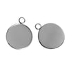 P433 - 5 pcs. 304 Stainless Steel Silver Tone Circle Round Bezel Pendant Tags Trays - 20mm Glue Pad Setting - Hypoallergenic! Tarnish Resistant!