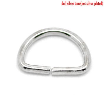 J044 - THICK 25 pcs Silver Tone Open Jump Rings - D Rings - 13mmx9mm - 15 Gauge (1.4mm Thick)