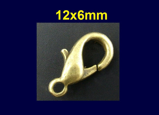 CL154 - 50 pcs. Antique Bronze Lobster Clasps - 12mm x 6mm - Claw Clasps