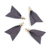 P460 - 9 pcs. Gray Faux Leather Tassel Dangle Charms Pendants - Golden - 5.2cm (2.05") x 3.3cm (1.3") - Great for Light Earrings &amp; Dangles!