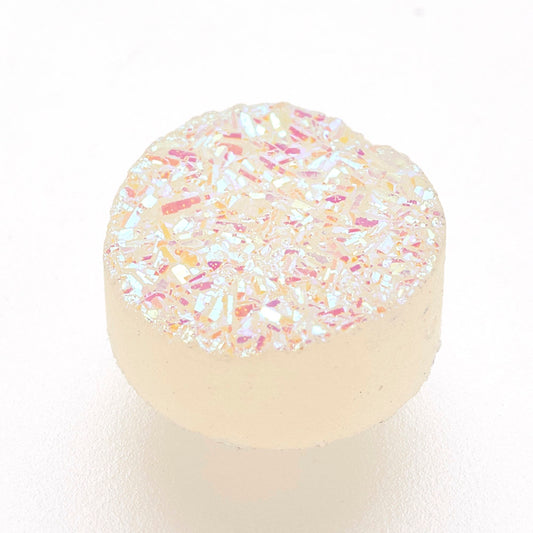 CA526 - 10 pcs Druzy Resin Embellishment Cabochons - Beige Multicolor - Diameter: 6mm - 4mm Thick