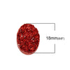 CA024 - 10 pcs Druzy Resin Embellishment Oval Cabochons Wine Passion Dark Red - 18x13mm - 18mm x 13mm