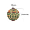 P689 - 10 pcs. Gold Plated Multicolor Enamel Circle Metal Dangle Charms Pendants - Tribal - 20mm - 0.8" - Great for Earrings, Necklaces or Dangles