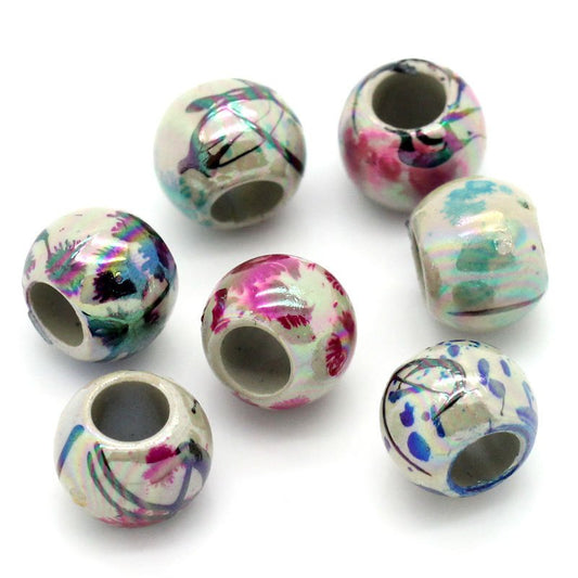 BD518 - 500 pcs Acrylic Drawbench Round Marble Striped AB Spacer Beads, 8mm - Assortment of Colors - Hole Size: 4mm