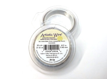 B088 - 1 Roll - 30yds (27.43M) - Stainless Steel Silver Tone Craft Wire Cord - 0.017" (0.4mm) - 26 Gauge - Tarnish Resistant! Made in the USA!