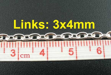 N107 - 5M (16.4 Ft) - Silver Plated Chain Link - 3 x 4mm