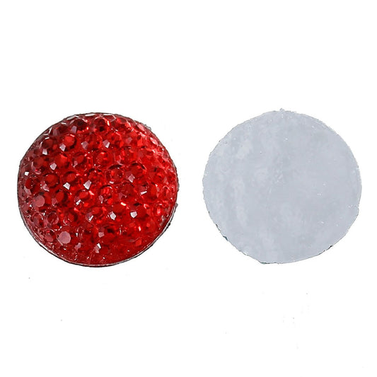 CA537 - 100 pcs Resin Embellishment Druzy Cabochons Red Pave Round - 12mm