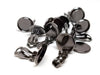 E181 - 20 pcs. Gunmetal Earring Clips Settings Hinged Bezels Cabochons - 12mm Glue Pad Setting