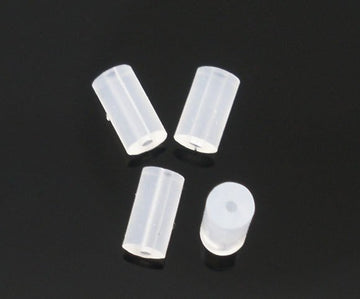 E267 - 1000 pcs (500 Pairs) Clear Rubber Earring Back Stoppers - 4mm x 2mm - Tube Shape