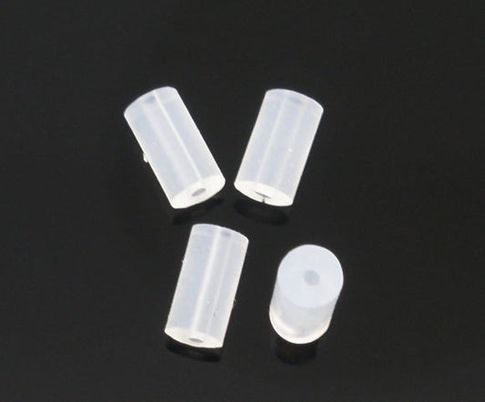 E267 - 1000 pcs (500 Pairs) Clear Rubber Earring Back Stoppers - 4mm x 2mm - Tube Shape