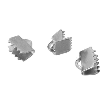 BA027 - 20 pcs. 304 Stainless Steel Smooth Ribbon Crimp End Caps - 6mm x 6.5mm - Great for 6-7mm Cords! Tarnish Resistant!