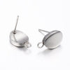 E338 - 10 pcs. (5 pairs) 304 Stainless Steel Oval Earring Posts/Bases/Studs/Settings with Backs - 12mm x 7mm - Hole: 2mm - Tarnish Resistant!