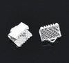CR025 - 100 pcs. Silver Plated Textured Ribbon Crimp End Caps - 8mm x 8mm - Great for 8mm Ribbons and Cords!