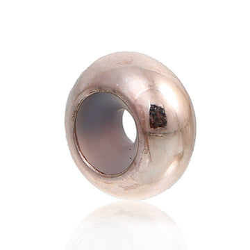 BD363 - 5 pcs Rose Gold Plated Smooth Slider Spacer Stoppers with Rubber - 8mm x 4mm - Hole Size: 2mm