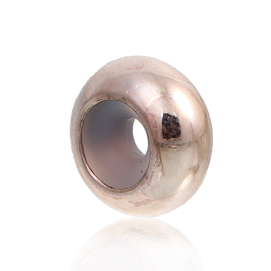 BD363 - 5 pcs Rose Gold Plated Smooth Slider Spacer Stoppers with Rubber - 8mm x 4mm - Hole Size: 2mm