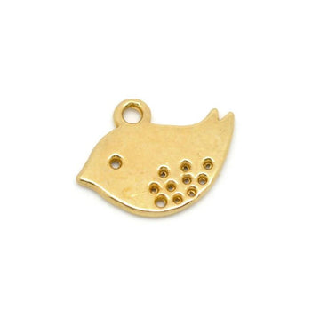 P199A - 20 pcs. Gold Plated Shiny Bird Charms Pendants - 16mm x 13mm - Medium