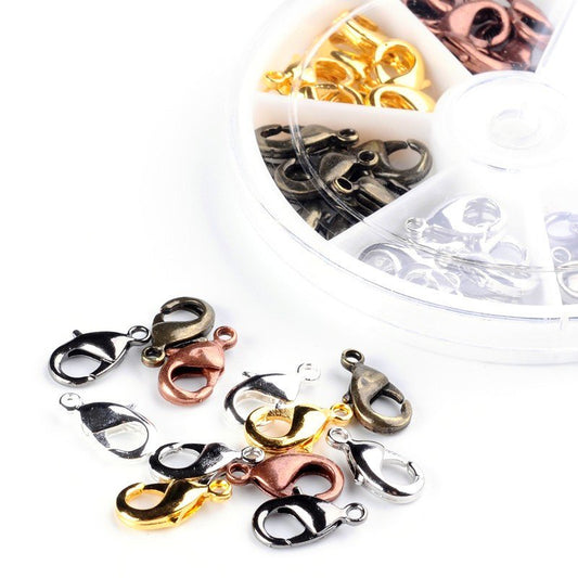 CL139 - 60 pcs. Assortment Box of Lobster Clasps - 15mm x 9mm - 6 Colors! - Hole: 1.8mm - Claw Clasps!