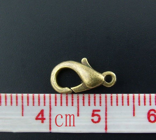 CL154 - 50 pcs. Antique Bronze Lobster Clasps - 12mm x 6mm - Claw Clasps