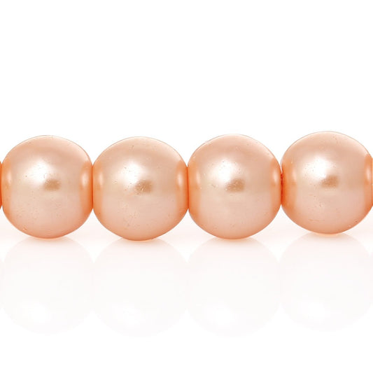BD176 - 12mm Orange Melon Glass Pearl Imitation Round Beads - 15 inch strand (Approx. 34 Beads) - Hole Size: 0.7mm