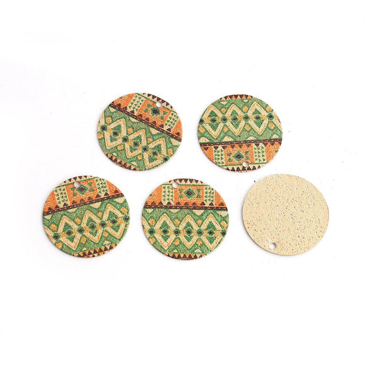 P689 - 10 pcs. Gold Plated Multicolor Enamel Circle Metal Dangle Charms Pendants - Tribal - 20mm - 0.8" - Great for Earrings, Necklaces or Dangles