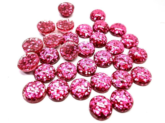 CA218 - 10 pcs Druzy Resin Embellishment Cabochons - 12mm - Glitter Style - Hot Pink Fuchsia - Solid