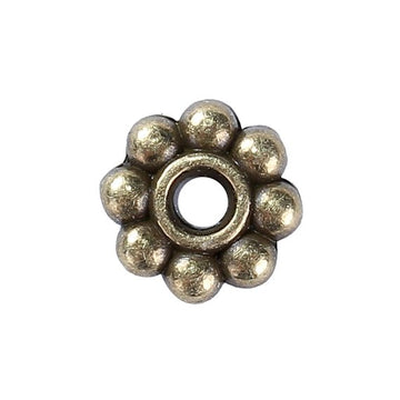 BD281 - 100 pcs Antique Bronze Snowflake Daisy Spacer Beads - 6mm - Hole Size: 1.7mm