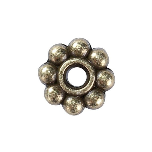 BD281 - 100 pcs Antique Bronze Snowflake Daisy Spacer Beads - 6mm - Hole Size: 1.7mm