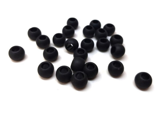 BD801 - 100 pcs Black Smooth Ball Spacer Beads - 10mm - Large Hole: 4.7mm - MATTE - Fits European Cords and Paracord!