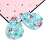 P1054 - 10 pcs. Blue Faux Leather Dangle Charms Pendants - Teardrop - Christmas - 56mm (2.2") - Great for Light Earrings or Dangles! Double-Sided