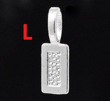 BA059 - 100 pcs. Silver Plated Rectangular Large Glue On Bails - 26x8mm
