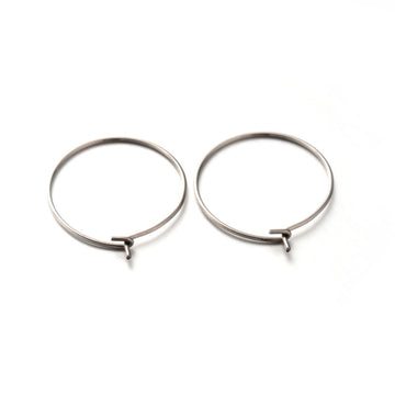 W018 - 20 pcs. 304 Stainless Steel Wine Charm / Earwire Hoop Rings - 20mm - 22 Gauge (0.6mm Thick) - Silver Tone - Tarnish Resistant!