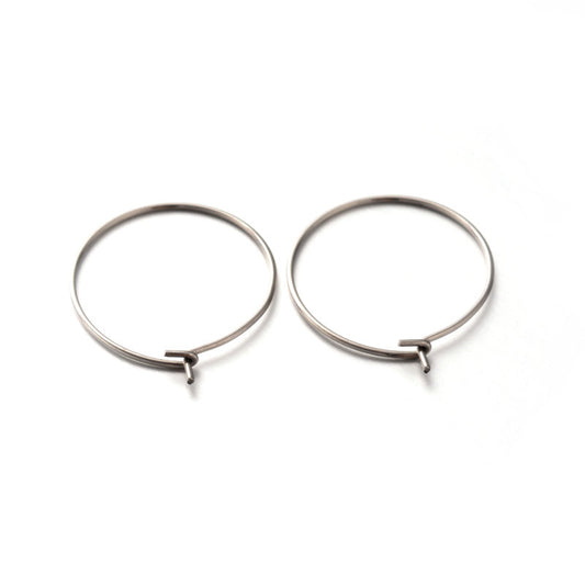 W018 - 20 pcs. 304 Stainless Steel Wine Charm / Earwire Hoop Rings - 20mm - 22 Gauge (0.6mm Thick) - Silver Tone - Tarnish Resistant!