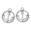 P299 - 10 pcs. Antique Silver Anchor with Rope and Circle Frame Charm Pendants - 19mm X 16mm