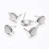 E338 - 10 pcs. (5 pairs) 304 Stainless Steel Oval Earring Posts/Bases/Studs/Settings with Backs - 12mm x 7mm - Hole: 2mm - Tarnish Resistant!