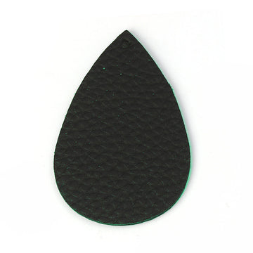 P588 - 10 pcs. Dark Green Faux Leather Dangle Charms Pendants - Teardrop - 56mm (2.2") - Great for Light Earrings or Dangles! Double-Sided