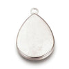 P656 - 10 pcs. 201 Stainless Steel Teardrop Bezel Cabochon Pendant Tags Trays - 25mm x 18mm Glue Pad - Setting - Tarnish Resistant