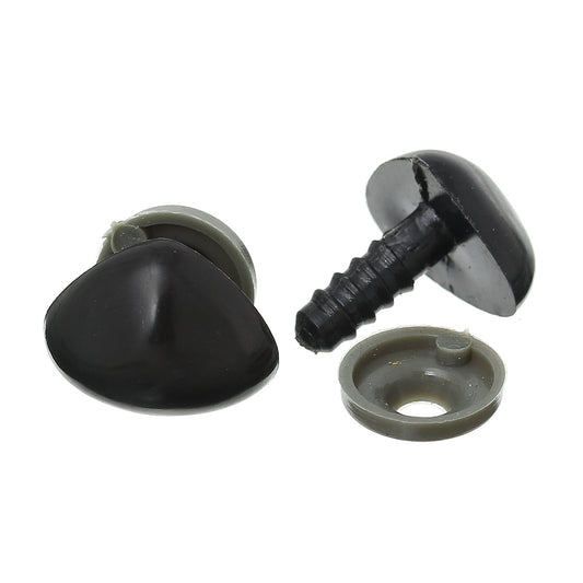 DO002 - 5 Noses and 5 Backs (10 pieces) Black Safety Noses for Doll and Toy Making - 13mm - Includes Backs for a Stronger Hold!