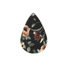 P884 - 10 pcs. Black and Brown Floral Faux Leather Dangle Charms Pendants - Teardrop - 56mm (2.2") - Double Sided - Great for Earrings, Necklaces or Dangles