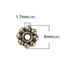 BD281 - 100 pcs Antique Bronze Snowflake Daisy Spacer Beads - 6mm - Hole Size: 1.7mm