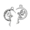 P311 - 50 pcs. Antique Silver Angel Moon Charms Pendants - 25mm X 15mm (1 inch)