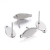 E339 - 10 pcs. (5 pairs) 304 Stainless Steel Oval Earring Posts/Bases/Studs/Settings with Backs - 15mm x 7mm - Hole for Dangles - Tarnish Resistant