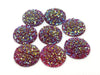 CA649 - 10 pcs Druzy Resin Embellishment Cabochons Ruby Red Multicolor - 20mm - Dome Style